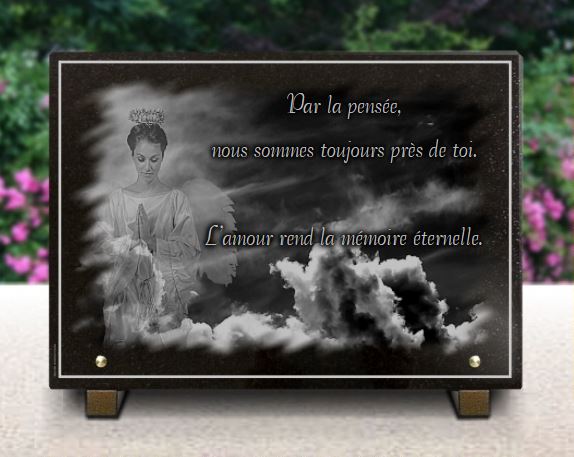 Portrait gravé - Plaque funéraire nuage colombe 40x30