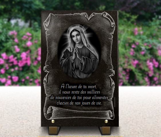 Plaque funéraire • Plaque mortuaire • Vierge Marie Funelior
