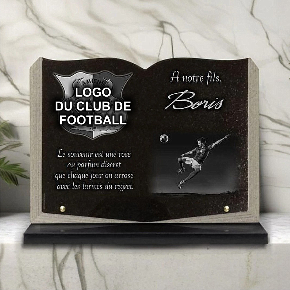 Plaque funeraire football et logo ASC Amiens Sporting Club