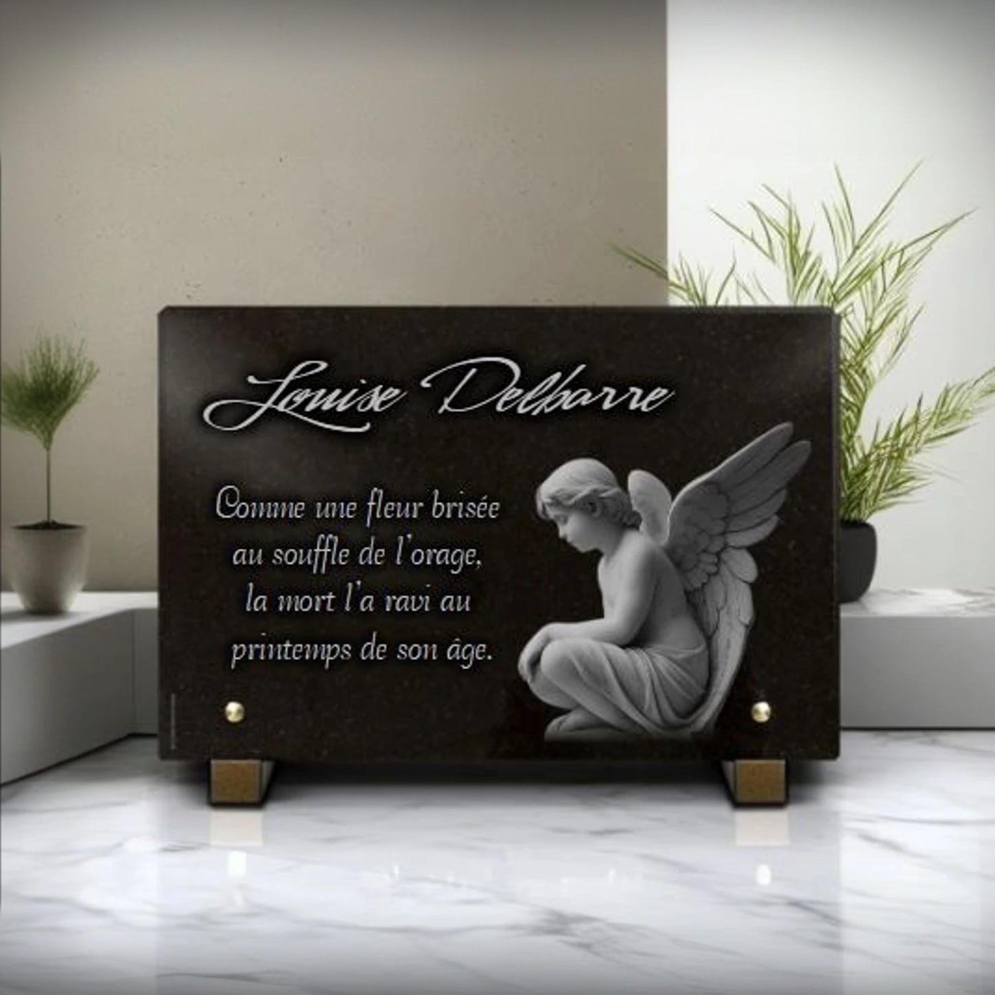 Plaque funeraire avec Ange pour bébé et enfant