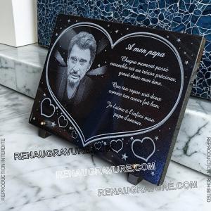 Plaque funéraire c?ur Johnny Hallyday | Gravure d'art | Livraison rapide