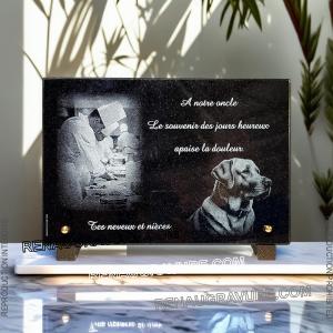 Plaque funéraire cuisinier restaurateur et chien | Renaud Gravure